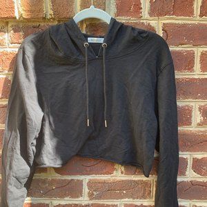 Moxeay Black Crop Top Hoodie